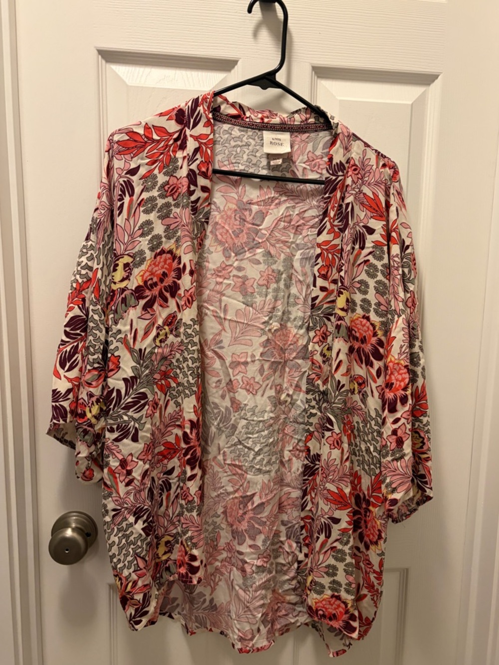 Knox Rose Floral Open Front Cardigan in Pink, Red, Purple